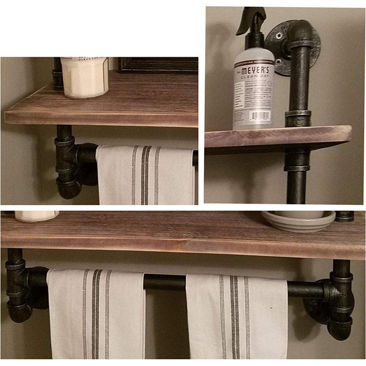 Pipe shelves with online towel bar